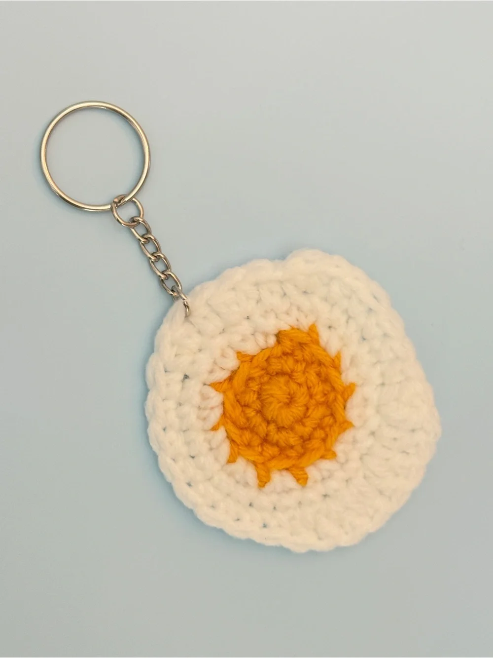 Crochet Fried Egg Keychain Handmade Bag Charm
